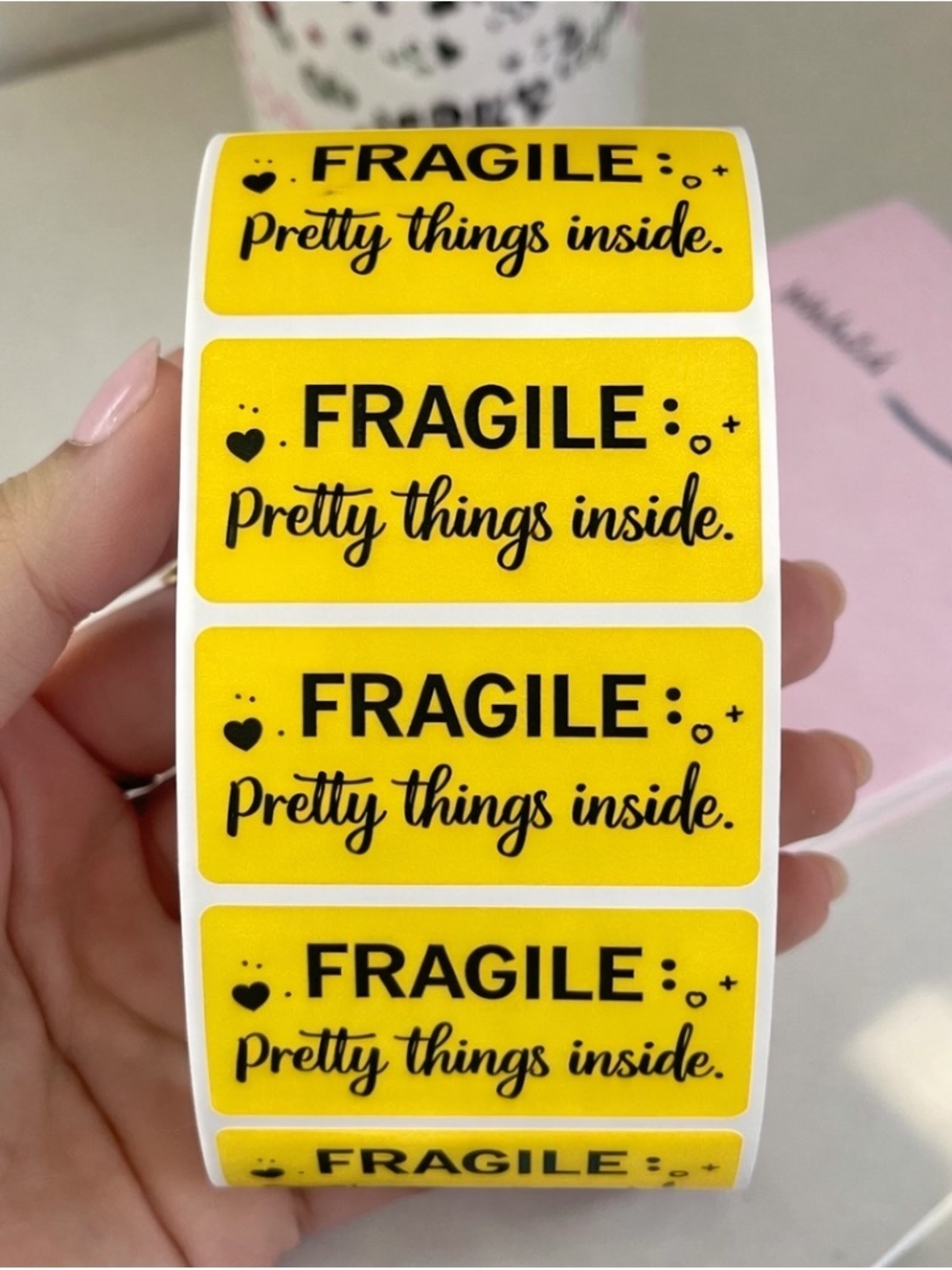 Fragile Stickers Yellow Labels 100 Cute Packaging Stickers Pretty Things Inside